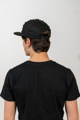 Snapback Cap Full Black LA Distressed Pearl