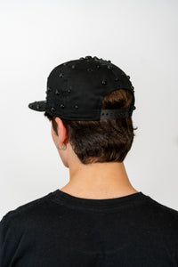 Snapback Cap Full Black LA Distressed Pearl