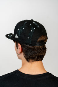 Snapback Cap Black New York Distressed Pearl