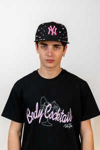 Snapback Cap Pink and White New York Distressed Pearl