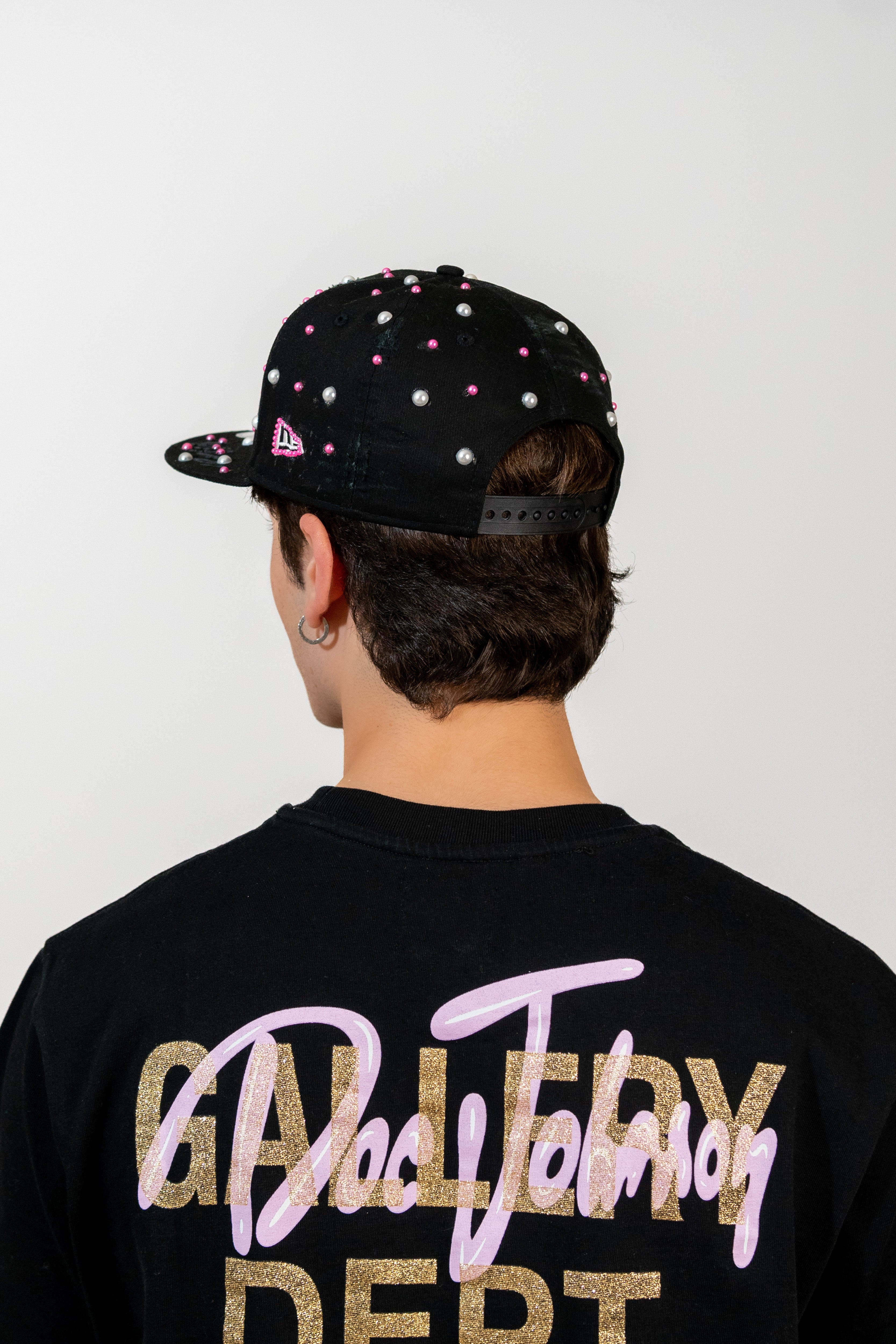 Snapback Cap Pink and White New York Distressed Pearl