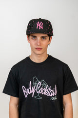 Snapback Cap Pink New York Distressed Pearl
