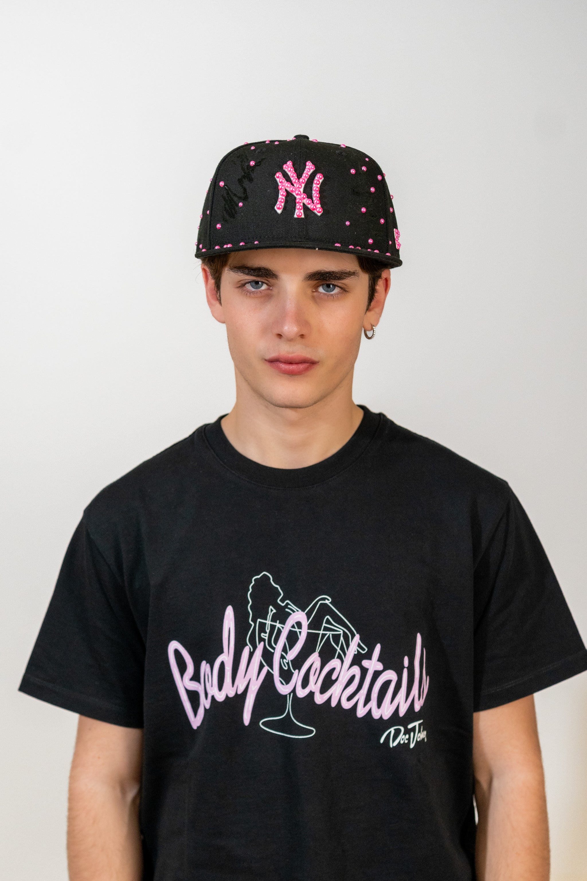 Snapback Cap Pink New York Distressed Pearl