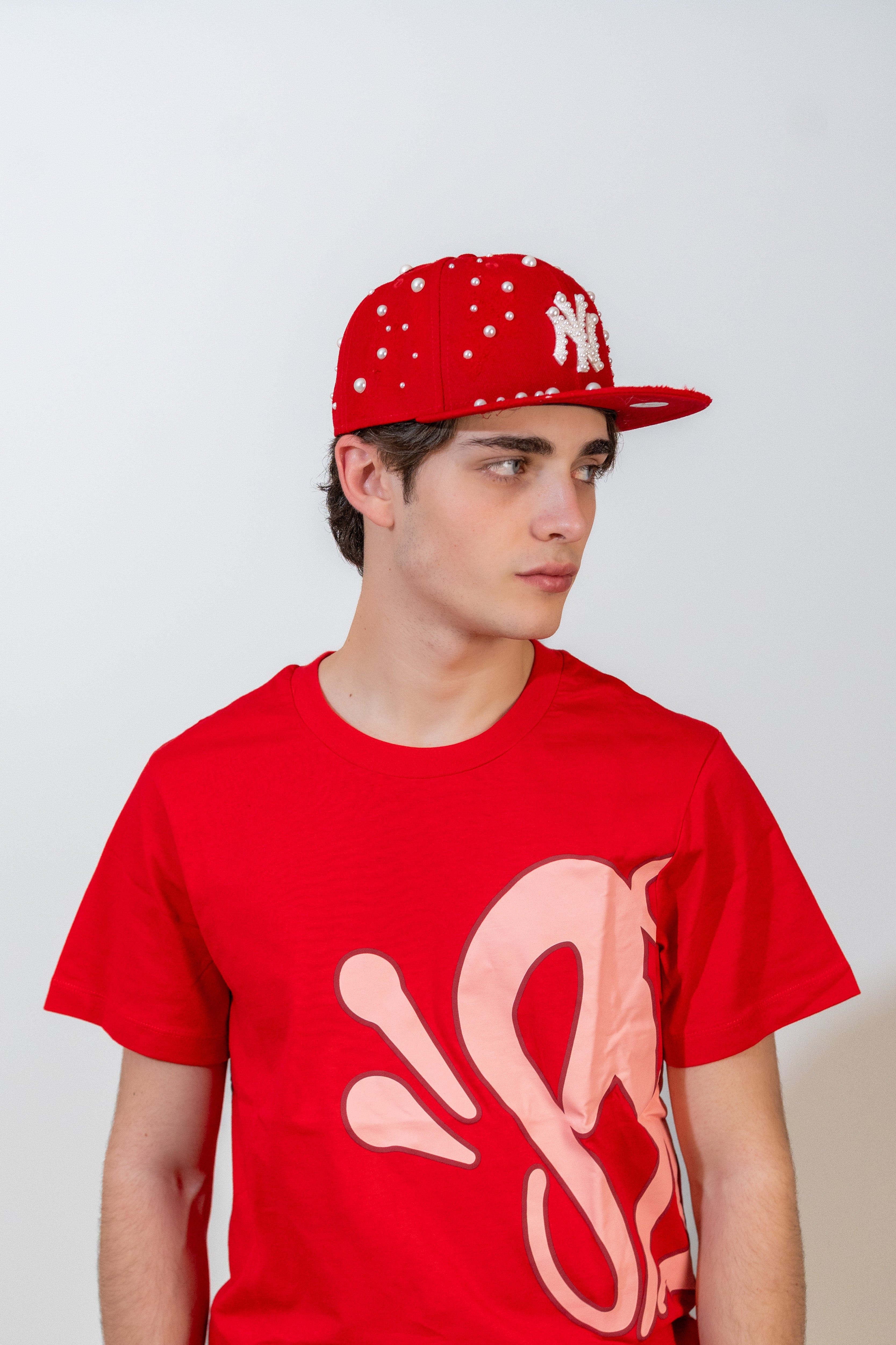 FITTED New York Red Distressed Pearl