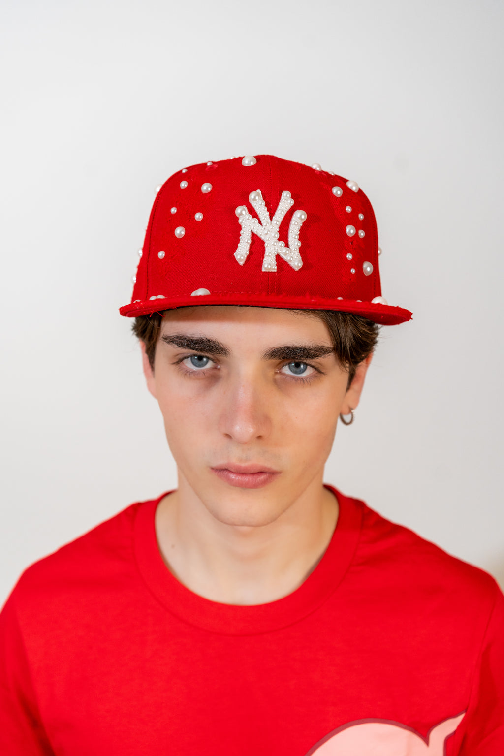 FITTED New York Red Distressed Pearl