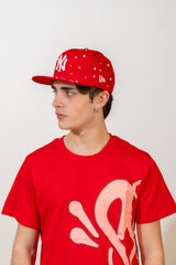 Snapback Cap Red New York Distressed Pearl