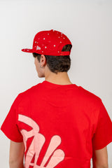 Snapback Cap Red New York Distressed Pearl