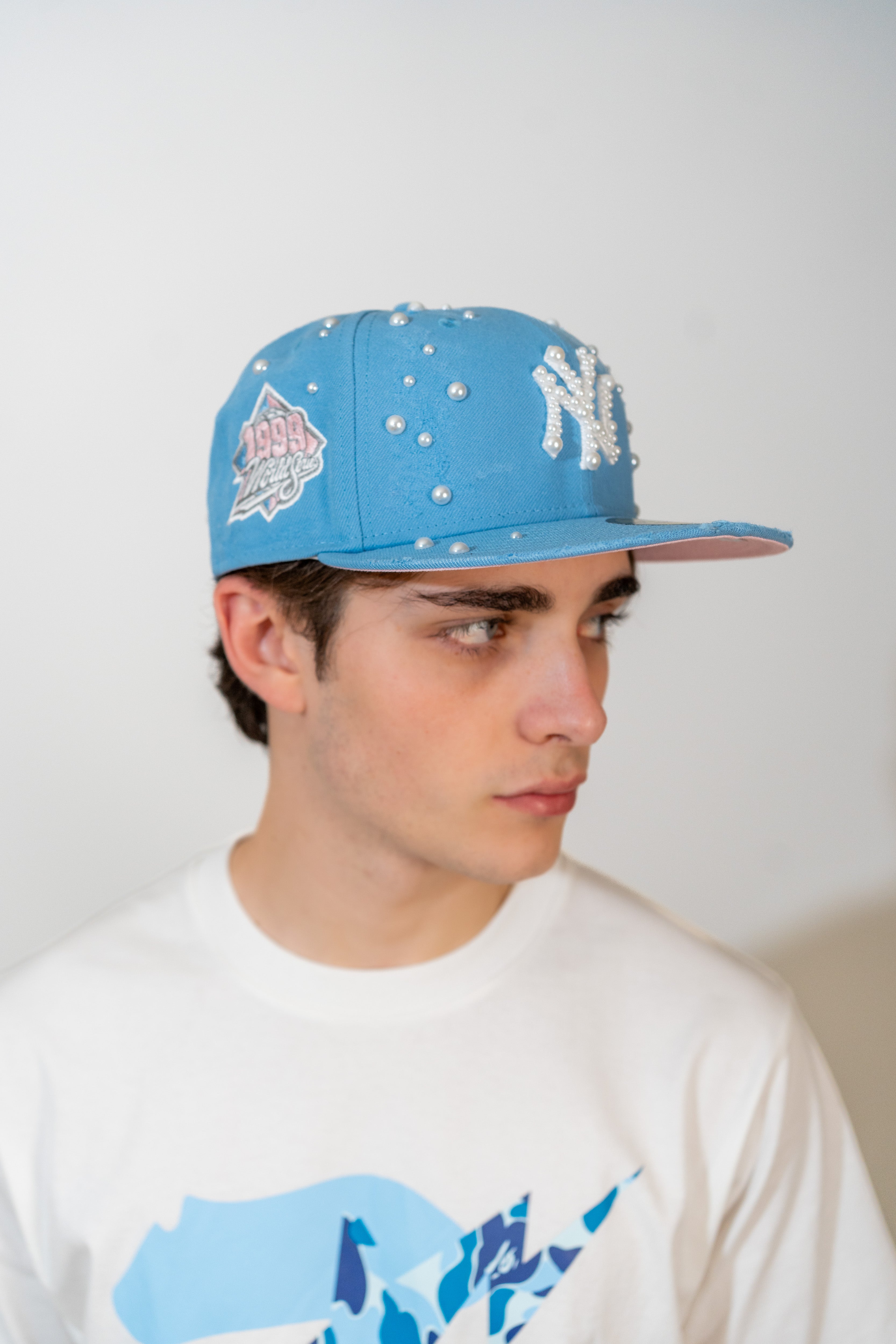 FITTED New York Blue Distressed Pearl