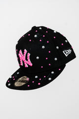 Snapback Cap Pink and White New York Distressed Pearl