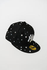 Snapback Cap Black New York Distressed Pearl