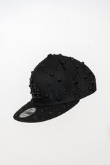 Snapback Cap Full Black LA Distressed Pearl