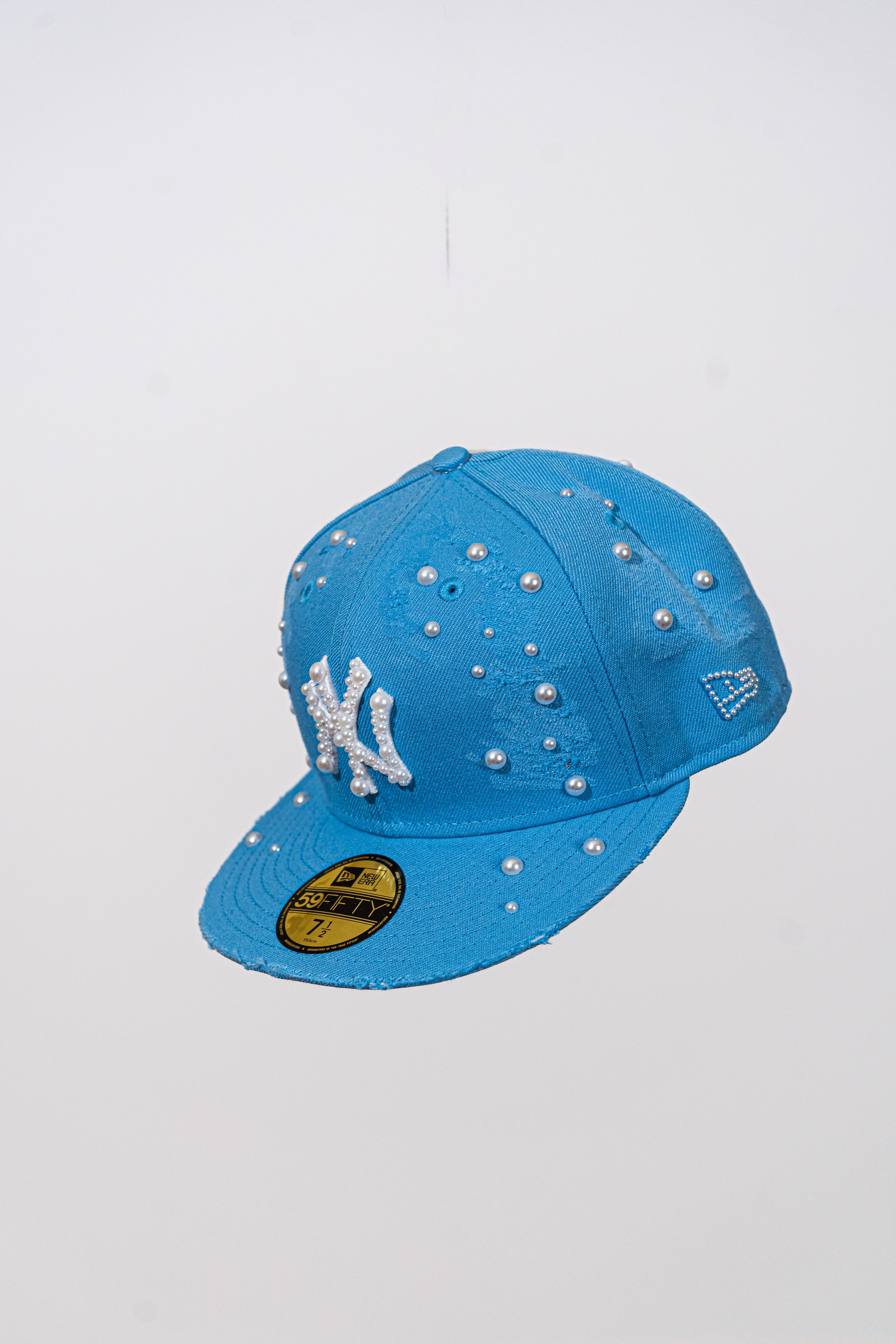 FITTED New York Blue Distressed Pearl